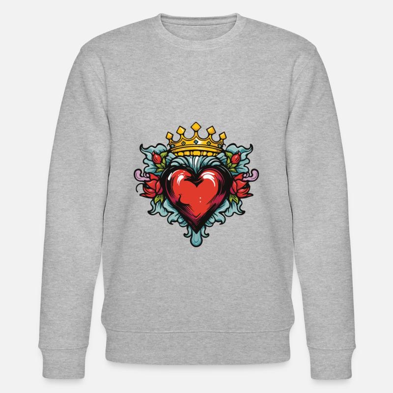 Herz Krone Liebe - Stanley/Stella Unisex Bio-Sweatshirt CHANGER  - Grau meliert