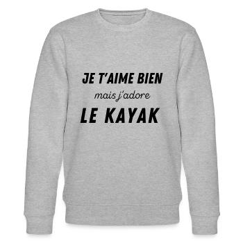 je t'aime bien mais j'ai kayak rameur - Sweat bio CHANGER Stanley/Stella Unisexe - gris chiné - Devant - Nik (191cm) & Marisol (170cm)
