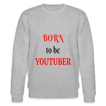 Geboren als Youtuber - Stanley/Stella Unisex Bio-Sweatshirt CHANGER  - Grau meliert - Vorne - Nik (191cm) & Marisol (170cm)