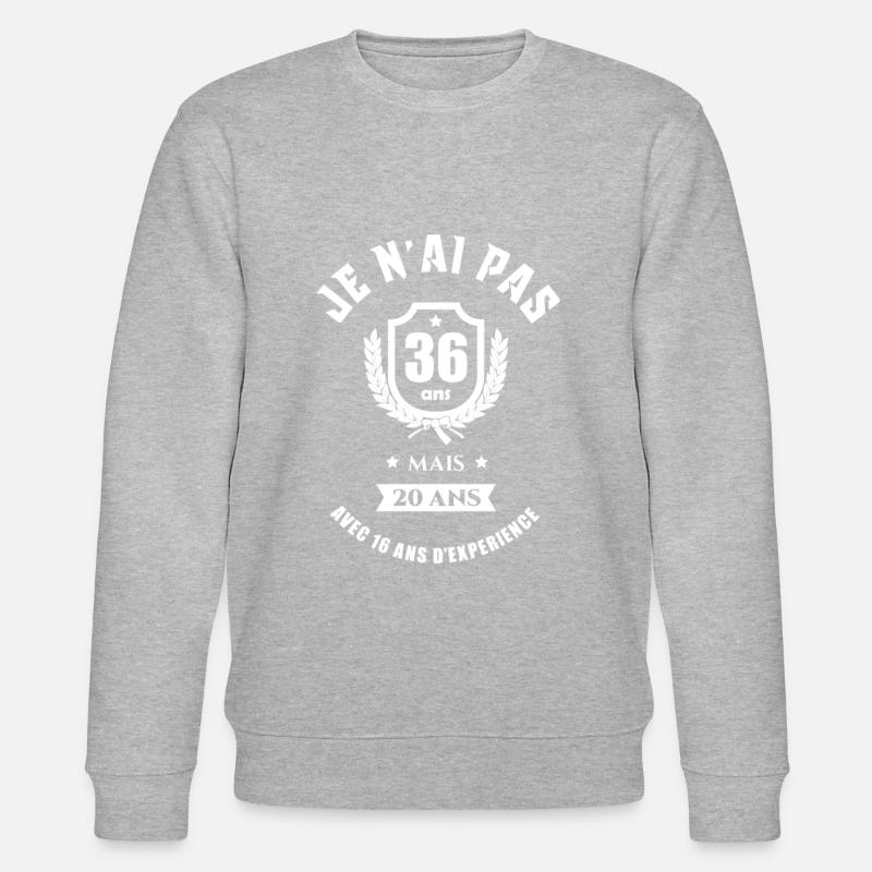 CADEAU ANNIVERSAIRE 36 ANS - Sweat bio CHANGER Stanley/Stella Unisexe - gris chiné