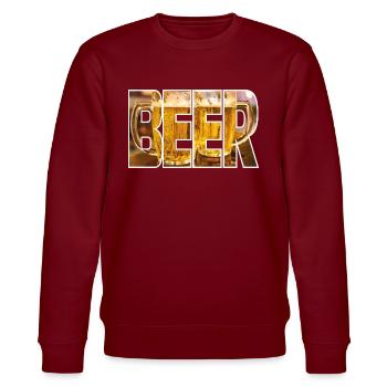 Beer Bier - Stanley/Stella CHANGER Unisex Organic Sweatshirt - burgundy - Front - Nik (191cm) & Marisol (170cm)
