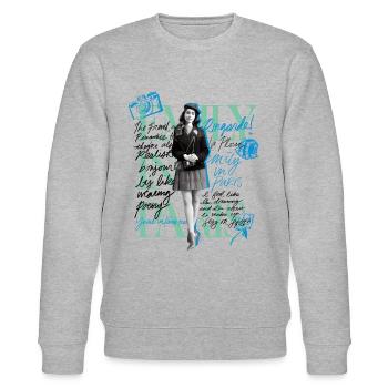 Emily In Paris Emily Mit Zitaten Blau Grün - Stanley/Stella Unisex Bio-Sweatshirt CHANGER  - Grau meliert - Vorne - Nik (191cm) & Marisol (170cm)