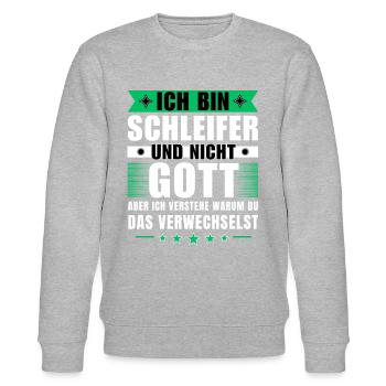 Ich bin Schleifer und nicht Gott - Stanley/Stella Unisex Bio-Sweatshirt CHANGER  - Grau meliert - Vorne - Nik (191cm) & Marisol (170cm)