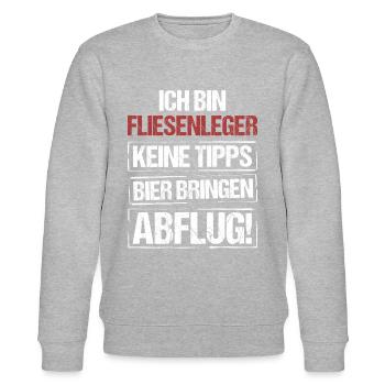 Ich bin Fliesenleger - Bier bringen und Abflug - Stanley/Stella Unisex Bio-Sweatshirt CHANGER  - Grau meliert - Vorne - Nik (191cm) & Marisol (170cm)