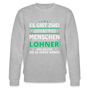 Lohner Gift - Two Types of... Design - Stanley/Stella CHANGER Unisex Organic Sweatshirt - heather grey - Front - Nik (191cm) & Marisol (170cm)