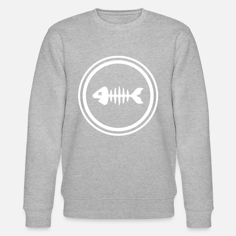 Fish Symbol Bone Bones - Stanley/Stella CHANGER Unisex Organic Sweatshirt - heather grey