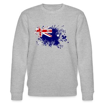 Australien Flagge Farbspritzer Down Under - Stanley/Stella Unisex Bio-Sweatshirt CHANGER  - Grau meliert - Vorne - Nik (191cm) & Marisol (170cm)