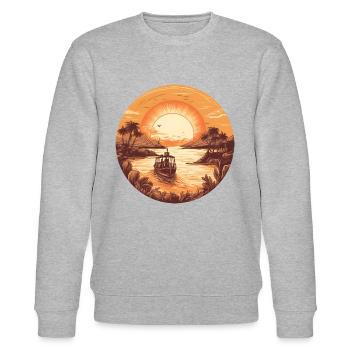 boot im Sonnenuntergang - Stanley/Stella Unisex Bio-Sweatshirt CHANGER  - Grau meliert - Vorne - Nik (191cm) & Marisol (170cm)