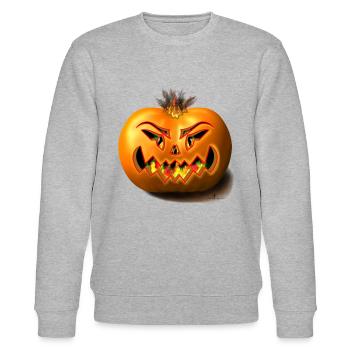 burning pumkin/ Halloween Kürbis - Stanley/Stella Unisex Bio-Sweatshirt CHANGER  - Grau meliert - Vorne - Nik (191cm) & Marisol (170cm)