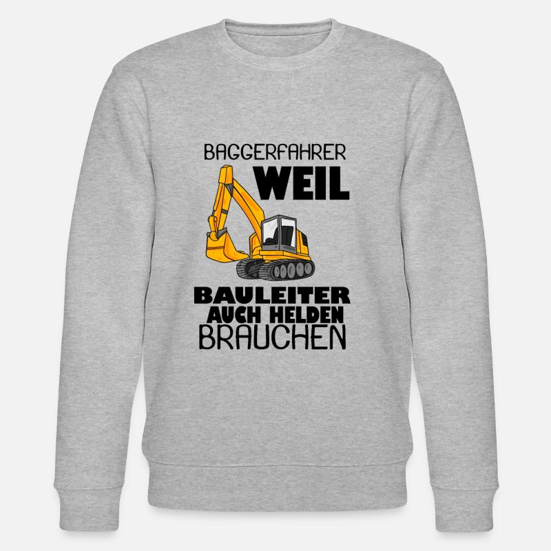 Bauleiter Held Baggerfahrer Spruch - Stanley/Stella Unisex Bio-Sweatshirt CHANGER - Grau meliert