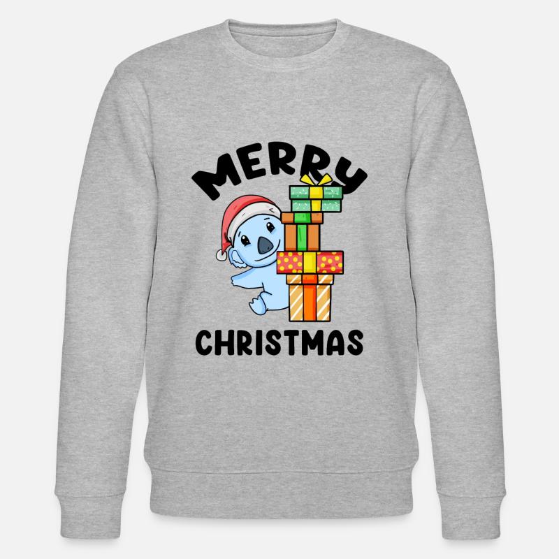Frohe Weihnachten Koala - Stanley/Stella Unisex Bio-Sweatshirt CHANGER  - Grau meliert