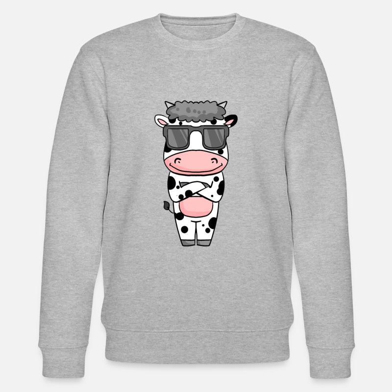 Kuh mit Sonnenbrille - Stanley/Stella Unisex Bio-Sweatshirt CHANGER  - Grau meliert