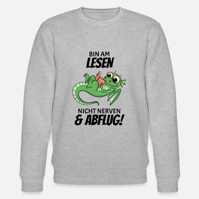 Bücher Drache Drachen - Stanley/Stella Unisex Bio-Sweatshirt CHANGER  - Grau meliert