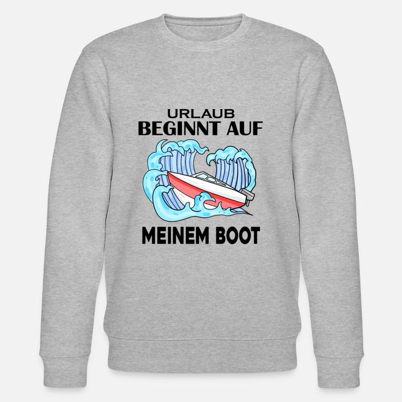 Urlaub Boot Spruch - Stanley/Stella Unisex Bio-Sweatshirt CHANGER  - Grau meliert