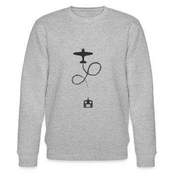Model airplane pilot design - Stanley/Stella CHANGER Unisex Organic Sweatshirt - heather grey - Front - Nik (191cm) & Marisol (170cm)