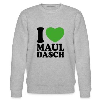 I LOVE MAULDASCH - Stanley/Stella Unisex Bio-Sweatshirt CHANGER  - Grau meliert - Vorne - Nik (191cm) & Marisol (170cm)