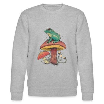 Cottagecore Mystischer Frosch auf Pilzen - Stanley/Stella Unisex Bio-Sweatshirt CHANGER  - Grau meliert - Vorne - Nik (191cm) & Marisol (170cm)