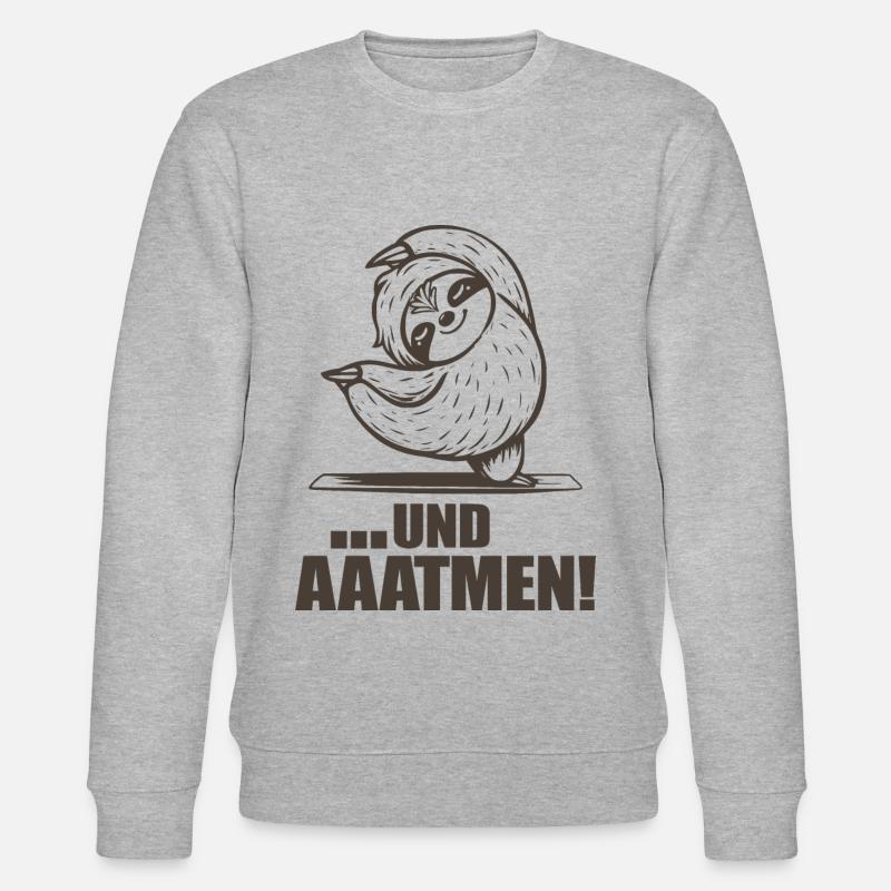 Faultier Lustiger Spruch Atmen - Stanley/Stella Unisex Bio-Sweatshirt CHANGER  - Grau meliert
