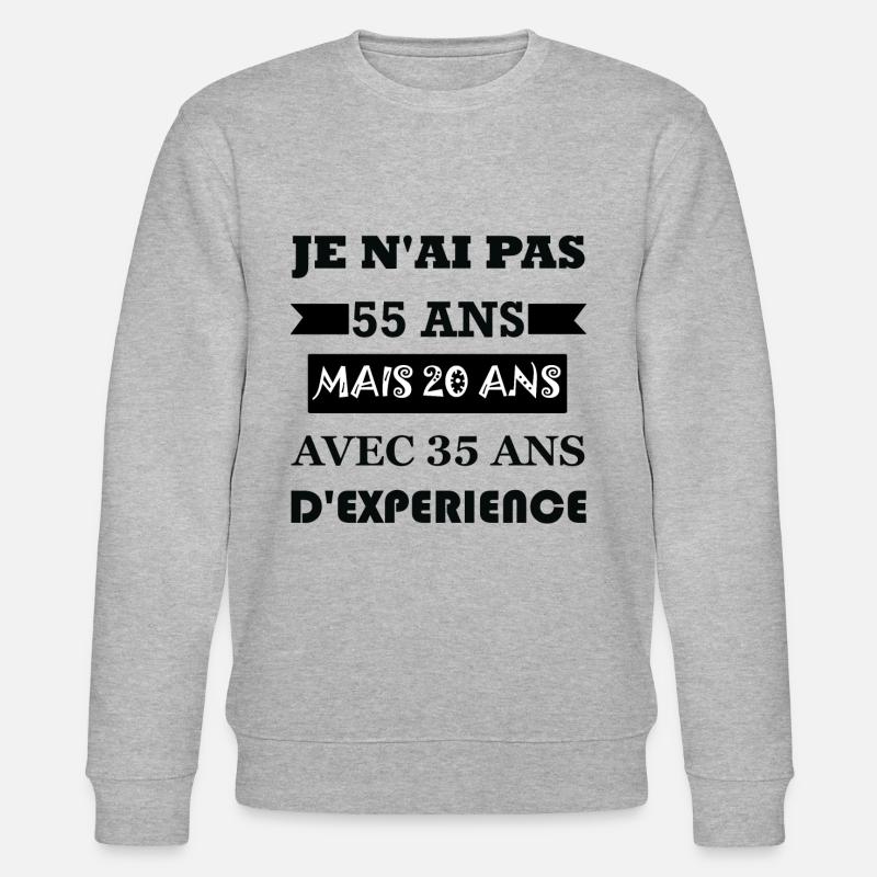 Cadeau anniversaire 55 ans - Sweat bio CHANGER Stanley/Stella Unisexe - gris chiné