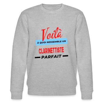 Voilà a quoi ressemble un CLARINETTISTE Humour - Sweat bio CHANGER Stanley/Stella Unisexe - gris chiné - Devant - Nik (191cm) & Marisol (170cm)