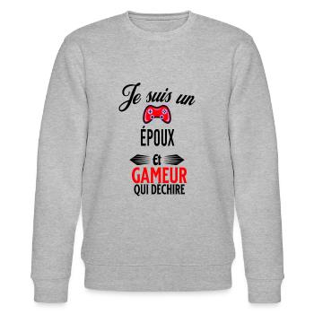 je suis gameur qui déchire et époux - Sweat bio CHANGER Stanley/Stella Unisexe - gris chiné - Devant - Nik (191cm) & Marisol (170cm)