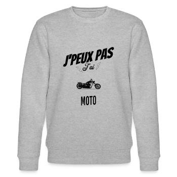 J'peux pas j'ai moto - Sweat bio CHANGER Stanley/Stella Unisexe - gris chiné - Devant - Nik (191cm) & Marisol (170cm)