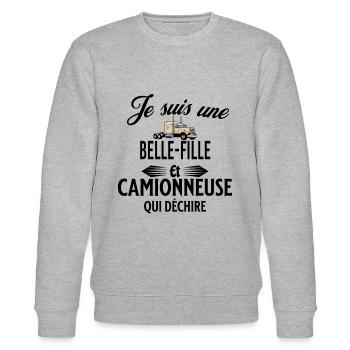 je suis camionneuse qui déchire et belle-fille - Sweat bio CHANGER Stanley/Stella Unisexe - gris chiné - Devant - Nik (191cm) & Marisol (170cm)