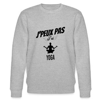 J'peux pas j'ai yoga - Sweat bio CHANGER Stanley/Stella Unisexe - gris chiné - Devant - Nik (191cm) & Marisol (170cm)