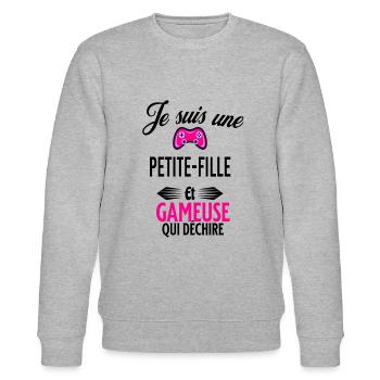 je suis gameuse qui déchire et petite-fille - Sweat bio CHANGER Stanley/Stella Unisexe - gris chiné - Devant - Nik (191cm) & Marisol (170cm)