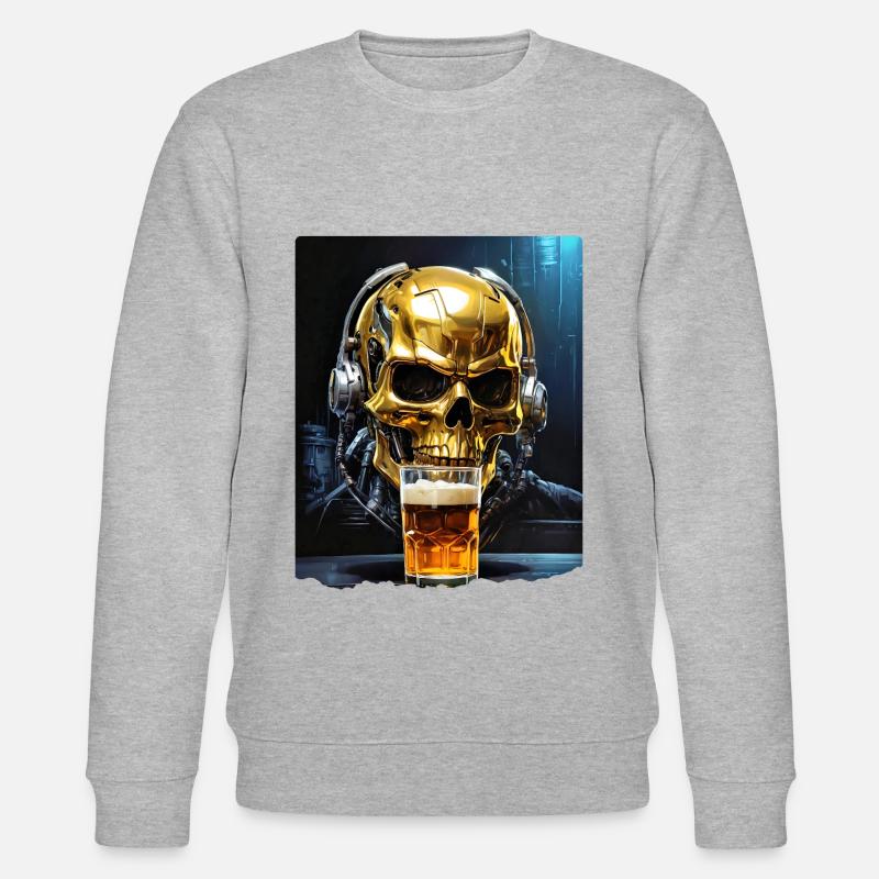 Bier Skull 0.1 - Stanley/Stella Unisex Bio-Sweatshirt CHANGER  - Grau meliert