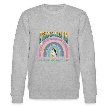 Pinguin im Kindergarten Regenbogen Streife Design - Stanley/Stella Unisex Bio-Sweatshirt CHANGER  - Grau meliert - Vorne - Nik (191cm) & Marisol (170cm)