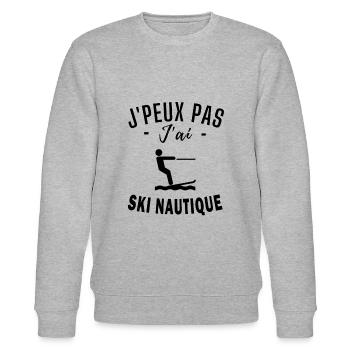 Ski nautique - humour Ski nautique - Sweat bio CHANGER Stanley/Stella Unisexe - gris chiné - Devant - Nik (191cm) & Marisol (170cm)