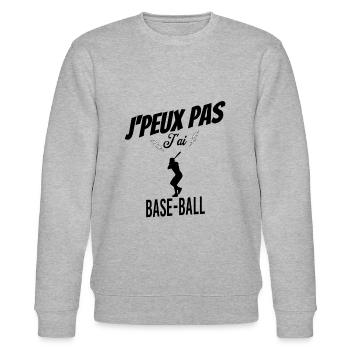 J'peux pas j'ai base-ball - Sweat bio CHANGER Stanley/Stella Unisexe - gris chiné - Devant - Nik (191cm) & Marisol (170cm)