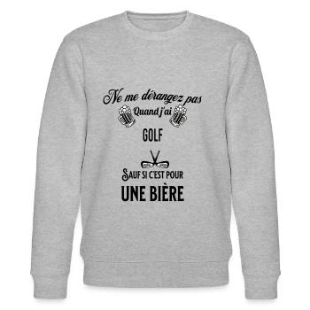 Ne pas déranger sauf pour une bière GOLF - Sweat bio CHANGER Stanley/Stella Unisexe - gris chiné - Devant - Nik (191cm) & Marisol (170cm)