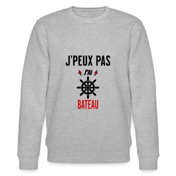 J'peux pas j'ai bateau phrase humoristique - Sweat bio CHANGER Stanley/Stella Unisexe - gris chiné - Devant - Nik (191cm) & Marisol (170cm)