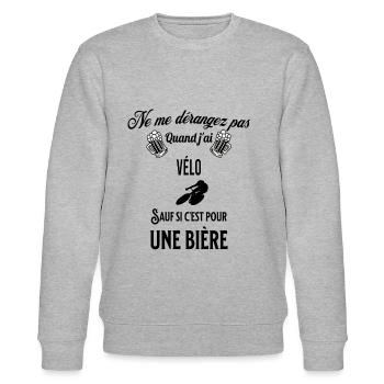 Ne pas déranger sauf pour une bière VÉLO - Sweat bio CHANGER Stanley/Stella Unisexe - gris chiné - Devant - Nik (191cm) & Marisol (170cm)