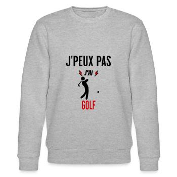 J'peux pas j'ai golf phrase humoristique - Sweat bio CHANGER Stanley/Stella Unisexe - gris chiné - Devant - Nik (191cm) & Marisol (170cm)