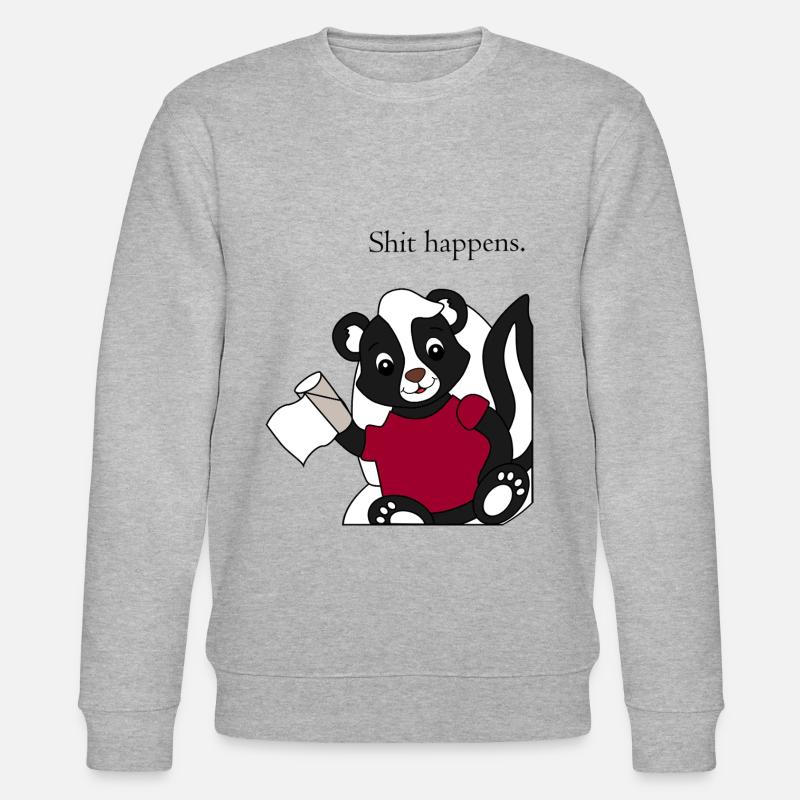 Stinktier Pixie Shit happens - Stanley/Stella Unisex Bio-Sweatshirt CHANGER  - Grau meliert
