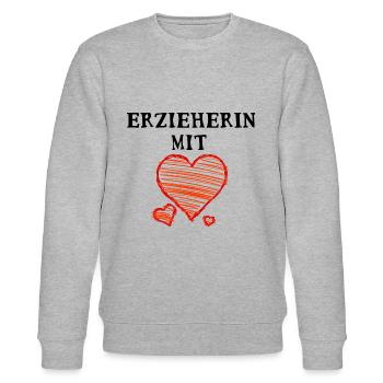 Erzieherin mit Herz - Stanley/Stella Unisex Bio-Sweatshirt CHANGER  - Grau meliert - Vorne - Nik (191cm) & Marisol (170cm)