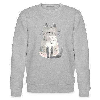 Niedliche skurrile Katzenillustration - Entzückendes Tier - Stanley/Stella Unisex Bio-Sweatshirt CHANGER  - Grau meliert - Vorne - Nik (191cm) & Marisol (170cm)