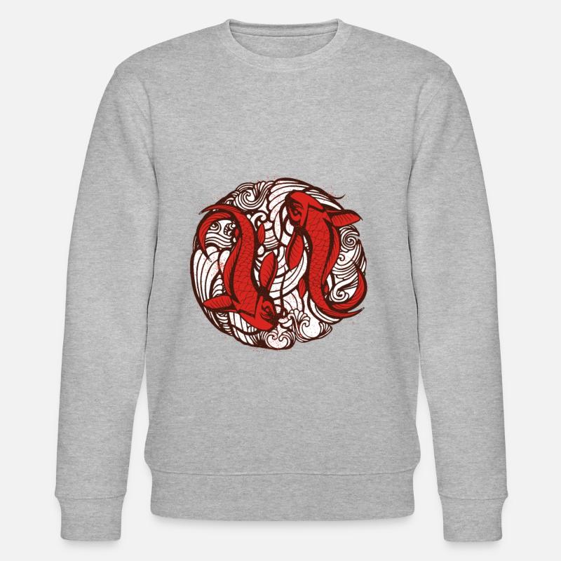 Japanese red fish - Stanley/Stella CHANGER Unisex Organic Sweatshirt - heather grey