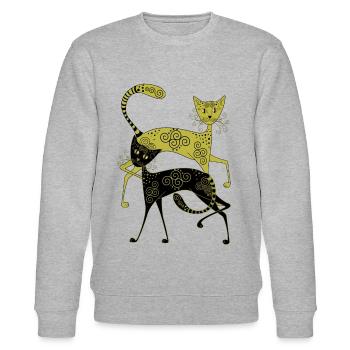 chat doré et noir avec motif abstrait - Sweat bio CHANGER Stanley/Stella Unisexe - gris chiné - Devant - Nik (191cm) & Marisol (170cm)