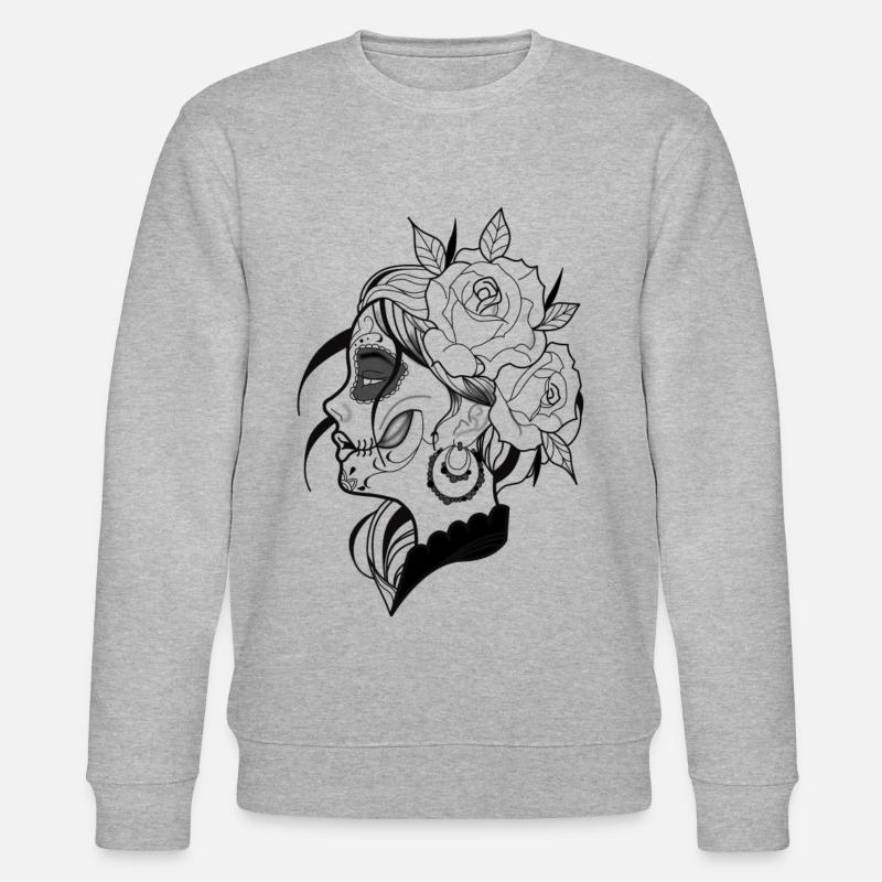 Die bezaubernde La Catrina - Stanley/Stella Unisex Bio-Sweatshirt CHANGER  - Grau meliert