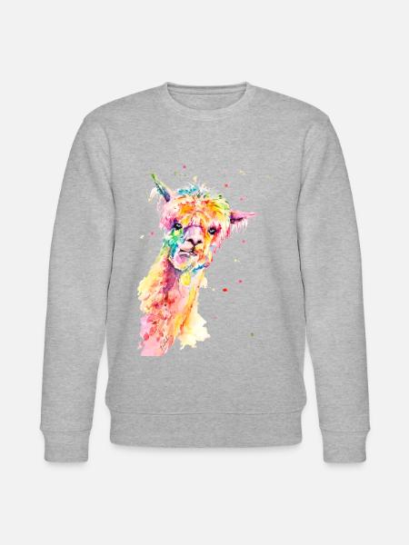 Kleurrijke Alpaca Maurice - Stanley/Stella Uniseks bio-sweatshirt CHANGER  - grijs gemêleerd