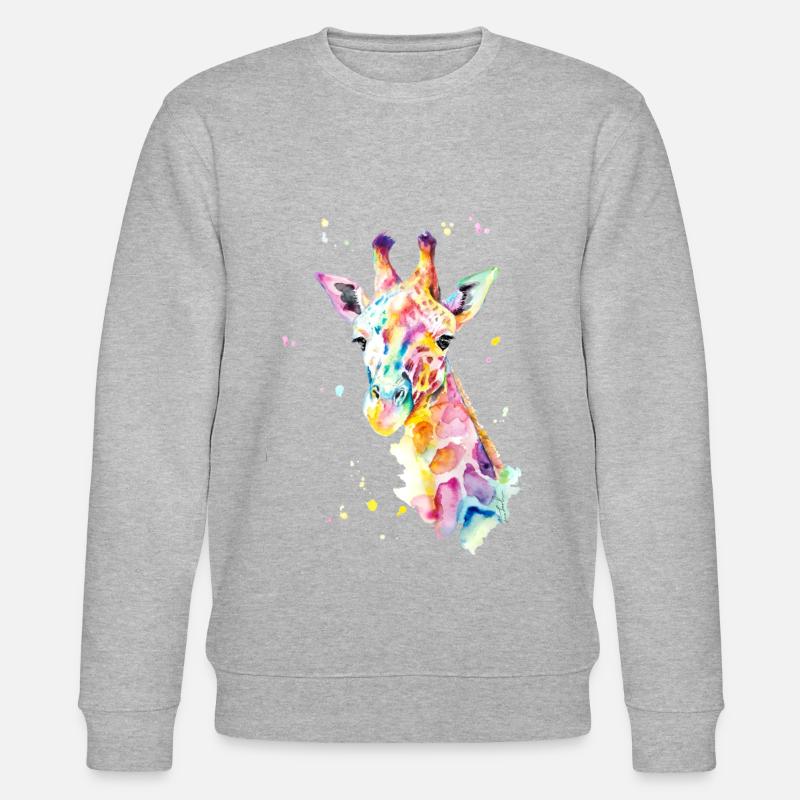 Bunte Aquarell Giraffe - Stanley/Stella Unisex Bio-Sweatshirt CHANGER  - Grau meliert