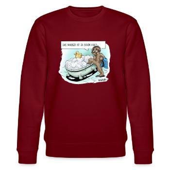 Eisbad Faultier - Stanley/Stella Unisex Bio-Sweatshirt CHANGER  - Burgunderrot - Vorne - Nik (191cm) & Marisol (170cm)