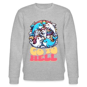 Go to hell unicorn narwhal cute - Stanley/Stella CHANGER Unisex Organic Sweatshirt - heather grey - Front - Nik (191cm) & Marisol (170cm)