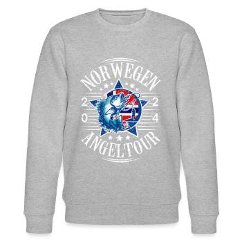Norwegen Angeltour 2024 - Stanley/Stella Unisex Bio-Sweatshirt CHANGER  - Grau meliert - Vorne - Nik (191cm) & Marisol (170cm)