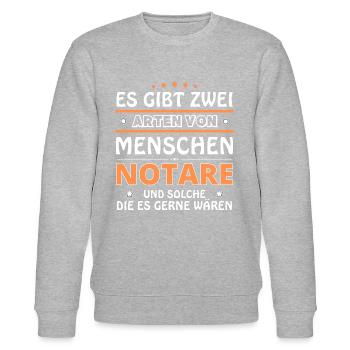 Notar Geschenk - zwei Arten von... Design - Stanley/Stella Unisex Bio-Sweatshirt CHANGER  - Grau meliert - Vorne - Nik (191cm) & Marisol (170cm)