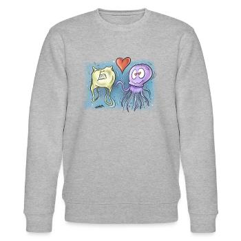 Qualle In Love - Stanley/Stella Unisex Bio-Sweatshirt CHANGER  - Grau meliert - Vorne - Nik (191cm) & Marisol (170cm)